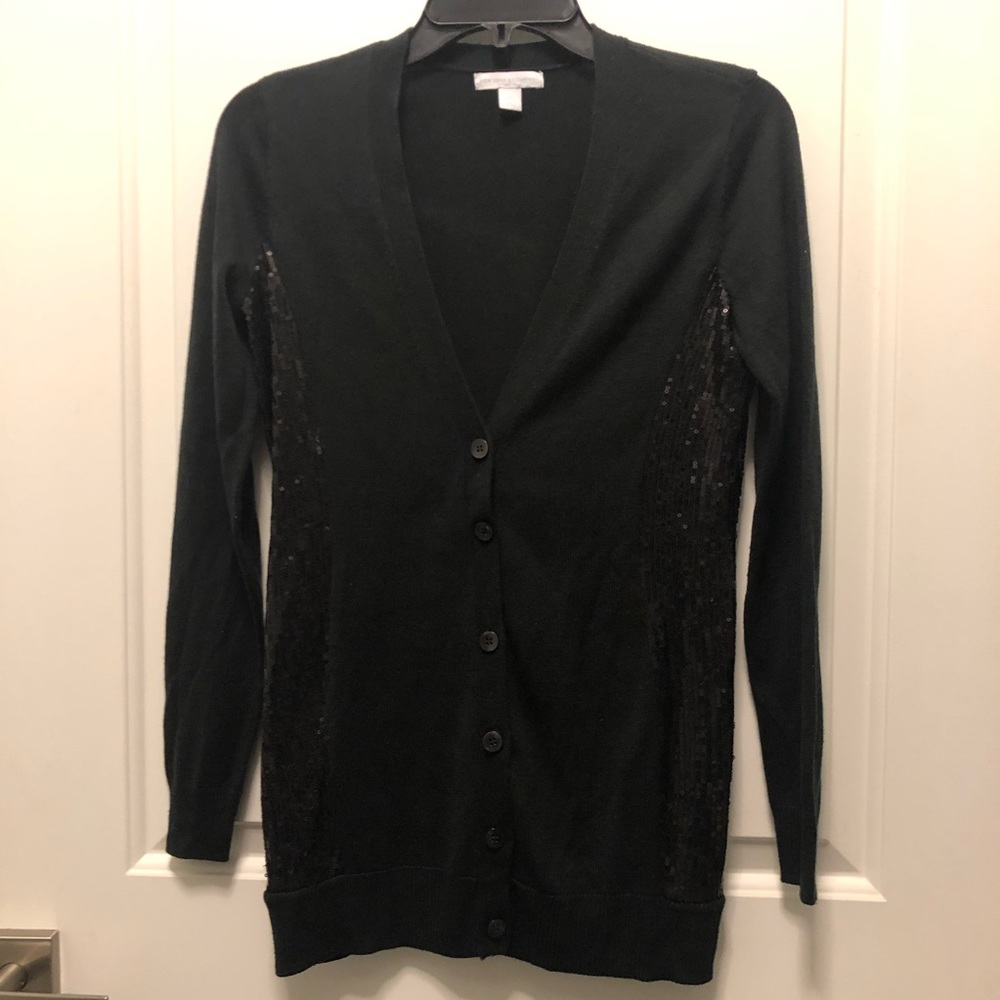 New York Co Black Side Sequins Cardigan Sweater XS